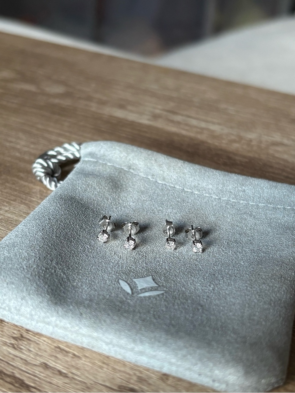 Brilliant Earth Lab Diamond Earring Studs in 18K White Gold.